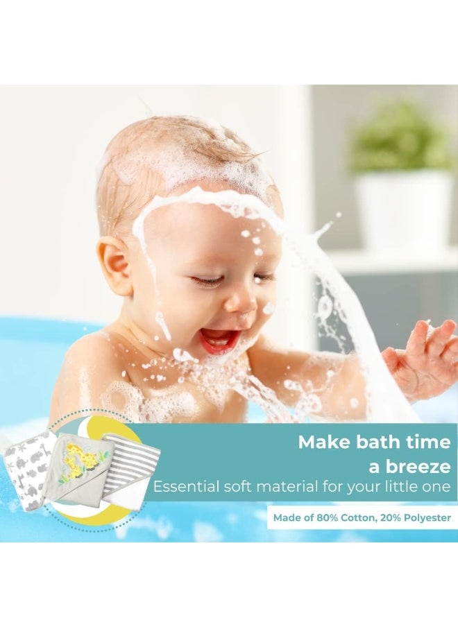 Spasilk Spasilk Bath Hooded Towels & Washcloths Set for Babies, 23-Piece Gift Set, Grey  - Image 5