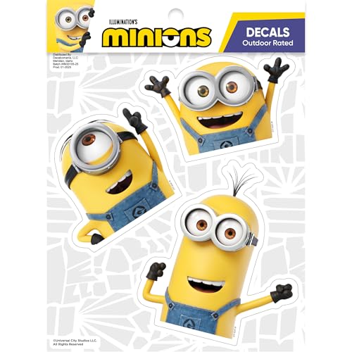 WALL PALZ Despicable Me Peeking Minions Car Decals Set of 3 Bob Stuart Kevin Stickers for Car Window Truck Bumper Outdoor Rated Water Resistant Vinyl Decals - Image 1