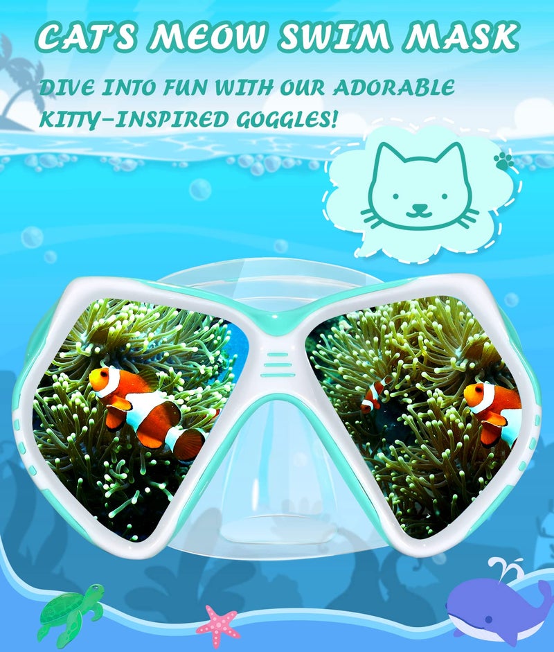 Seago Kids Swim Goggles with Nose Cover Snorkel Mask Scuba Diving Swim Mask Anti-Fog Tempered Glass, Panoramic Clear View Silicone Seal Snorkeling Gear Swimming Goggles for Kids 6-14 Boys Girls Youth - Image 2