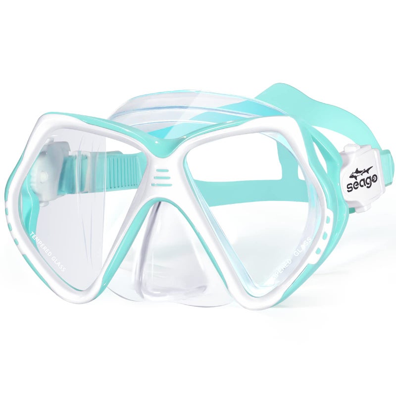 Seago Kids Swim Goggles with Nose Cover Snorkel Mask Scuba Diving Swim Mask Anti-Fog Tempered Glass, Panoramic Clear View Silicone Seal Snorkeling Gear Swimming Goggles for Kids 6-14 Boys Girls Youth - Image 3