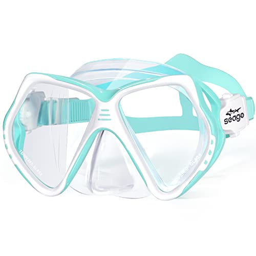 Seago Kids Swim Goggles with Nose Cover Snorkel Mask Scuba Diving Swim Mask Anti-Fog Tempered Glass, Panoramic Clear View Silicone Seal Snorkeling Gear Swimming Goggles for Kids 6-14 Boys Girls Youth - Image 1