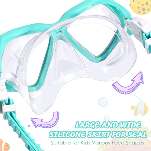 Seago Kids Swim Goggles with Nose Cover Snorkel Mask Scuba Diving Swim Mask Anti-Fog Tempered Glass, Panoramic Clear View Silicone Seal Snorkeling Gear Swimming Goggles for Kids 6-14 Boys Girls Youth - Image 4