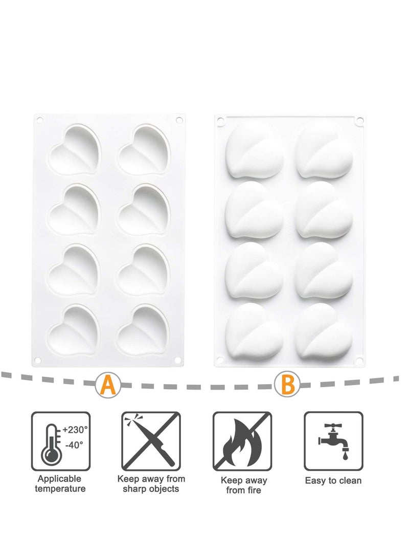 Excefore Baking Silicone Mold for Mousse Cake, 3D Baking Non Stick Molds, 2 Tart Ring and Heart Shape Dessert Moulds for DIY Chocolate Pastry Truffle Pudding Jelly Cheesecake, 8-Cavity Set of 3 - Image 3