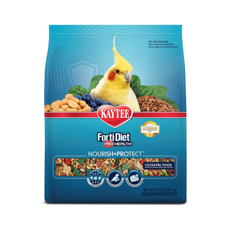 Kaytee Forti-Diet Pro Health Nourish+Protect Cockatiel Food, Comprehensive Nutrition Backed by Science, Digestive Health, Immune Support, 5 pounds - Image 1