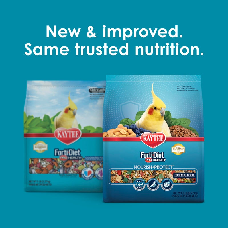 Kaytee Forti-Diet Pro Health Nourish+Protect Cockatiel Food, Comprehensive Nutrition Backed by Science, Digestive Health, Immune Support, 5 pounds - Image 2