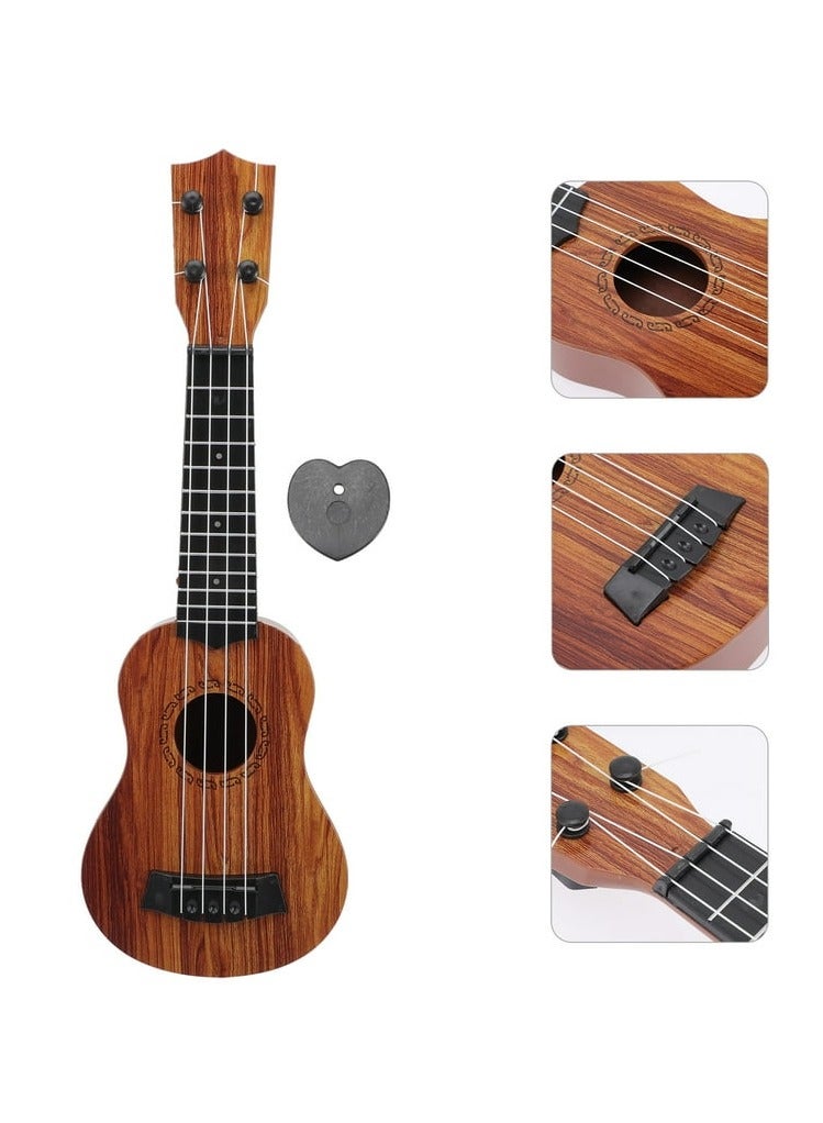 Generic 4-String Wooden Guitar for Kids 3+ – Brown Musical Toy for Toddlers, Beginner Learning Instrument for Children, Early Education Music Play Set - Image 1