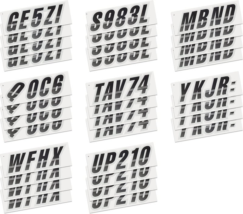 STIFFIE Techtron Black/Silver 3" Alpha-Numeric Registration Identification Numbers Stickers Decals for Boats & Personal Watercraft - Image 4