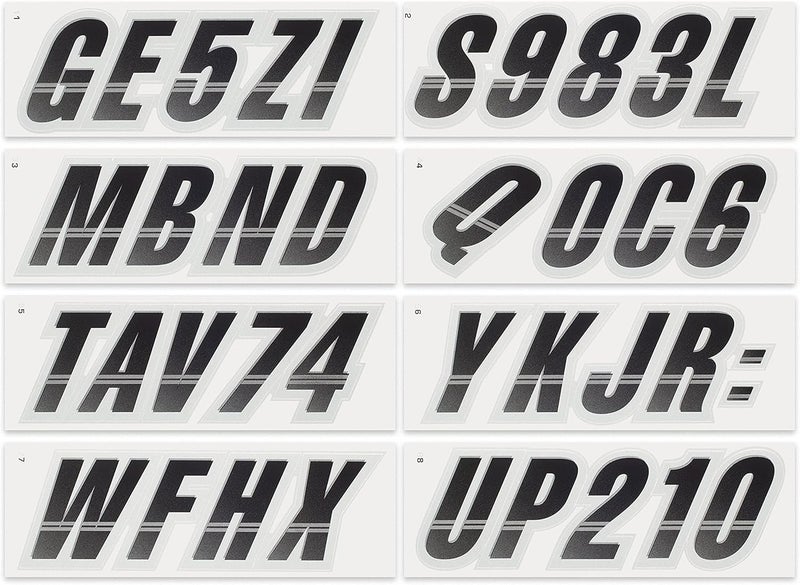 STIFFIE Techtron Black/Silver 3" Alpha-Numeric Registration Identification Numbers Stickers Decals for Boats & Personal Watercraft - Image 3