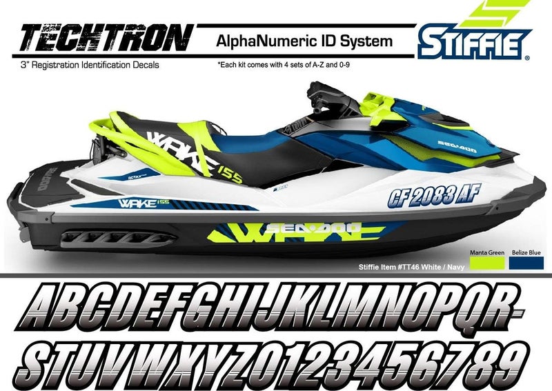 STIFFIE Techtron Black/Silver 3" Alpha-Numeric Registration Identification Numbers Stickers Decals for Boats & Personal Watercraft - Image 5