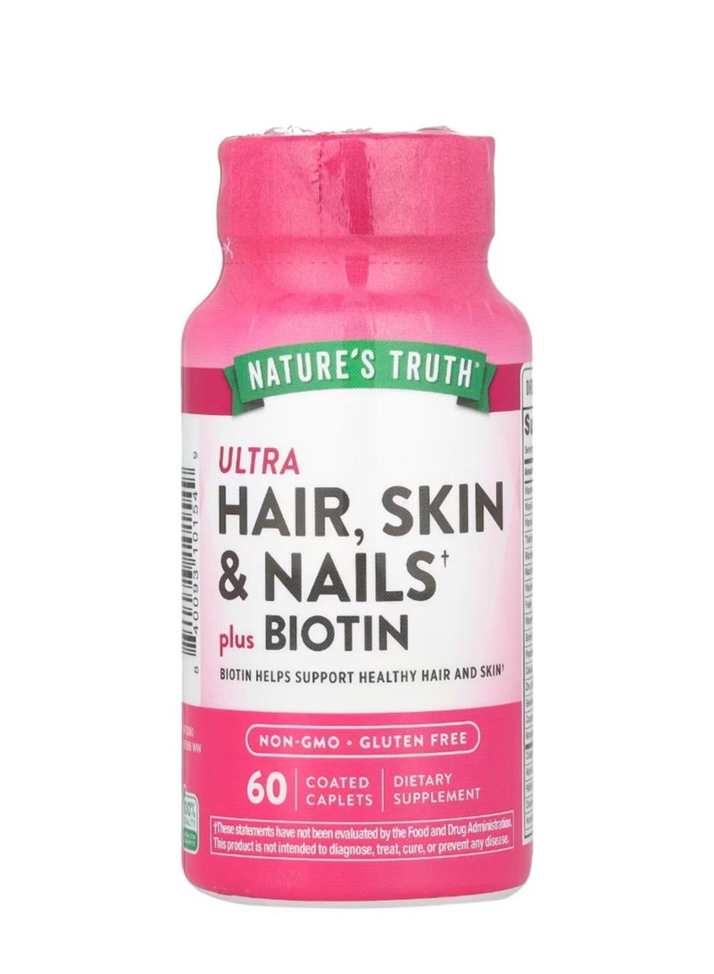 Nature's Truth Ultra Hair Skin & Nails Plus Biotin 60 Coated Caplets - Image 1