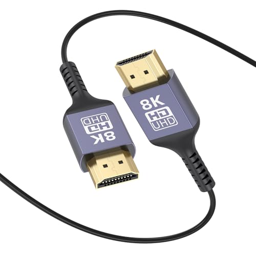 ZeniKon Thin HDMI Cable 6.6FT 8K Slim HDMI Cable, 48Gbps Ultra High Speed Flexible HDMI 2.1 Cord with 8K@60Hz, 4K@60Hz, Dynamic HDR, 3D for Laptop, HDTV, Monitor, Projector, PS5/PS4, Xbox - Image 1