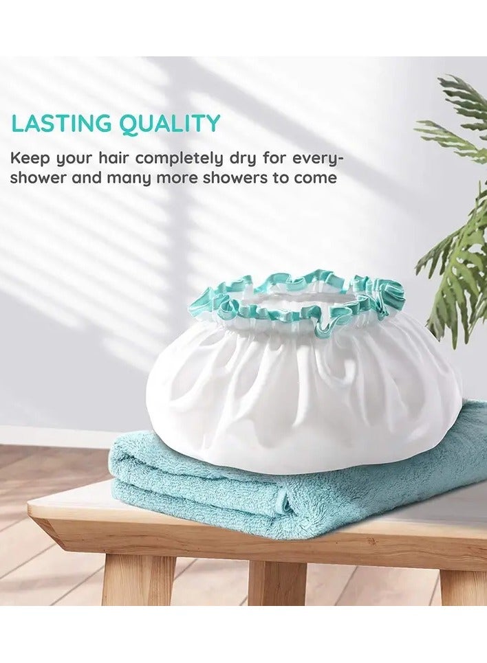 Goolsky 1pc Extra Large Women's Shower Cap - Double-Layered Waterproof Bath Hat for Hair Care - Soft, Breathable, and Adjustable Design for Comfortable Bathing Experience - Image 3