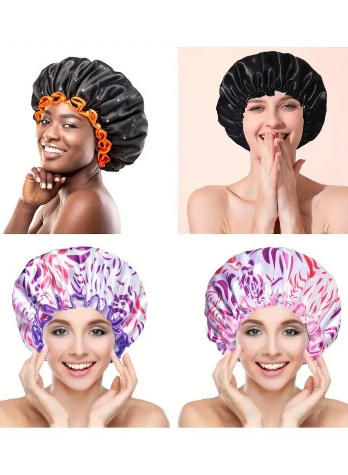 Goolsky 1pc Extra Large Women's Shower Cap - Double-Layered Waterproof Bath Hat for Hair Care - Soft, Breathable, and Adjustable Design for Comfortable Bathing Experience - Image 5