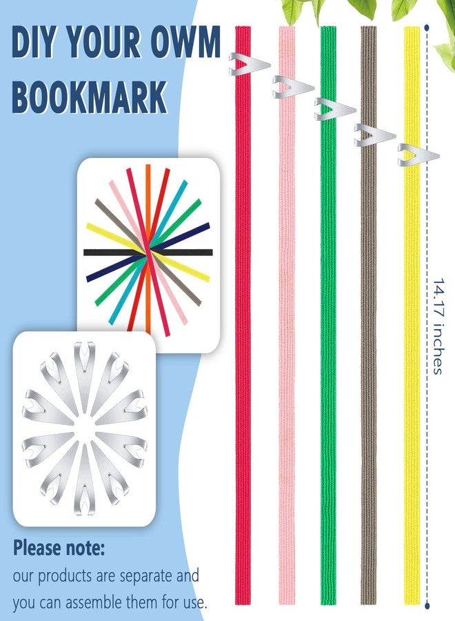 Zonon 20 Pcs Elastic Bookmarks Set Book Bands Elastic Stainless Steel Book Darts Fabric Multicolor Book Markers for Women Men Office School(Multi Colors) - Image 2