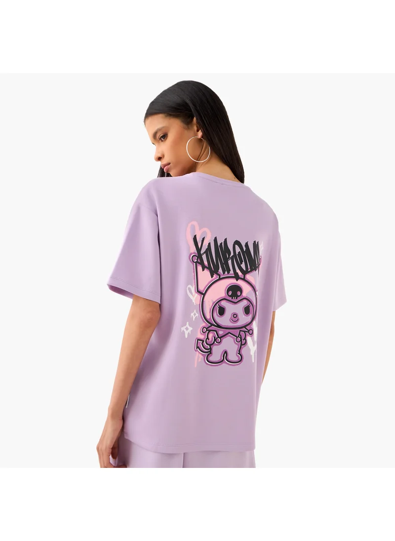 اس بي كاركترز Kuromi Print Drop-Shoulder T-shirt