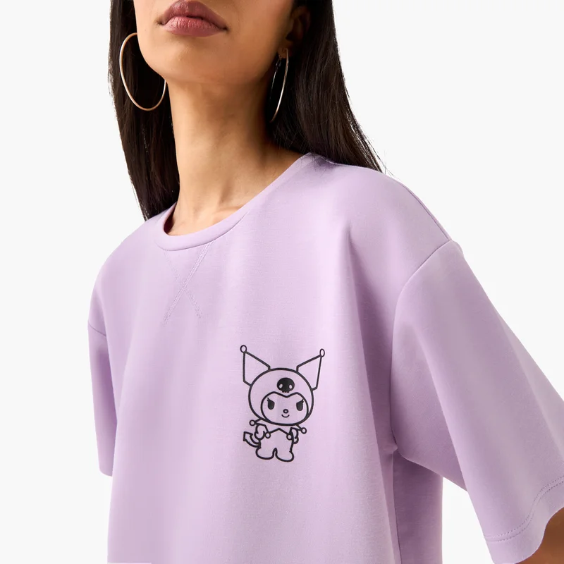 SP Characters Kuromi Print Drop-Shoulder T-shirt