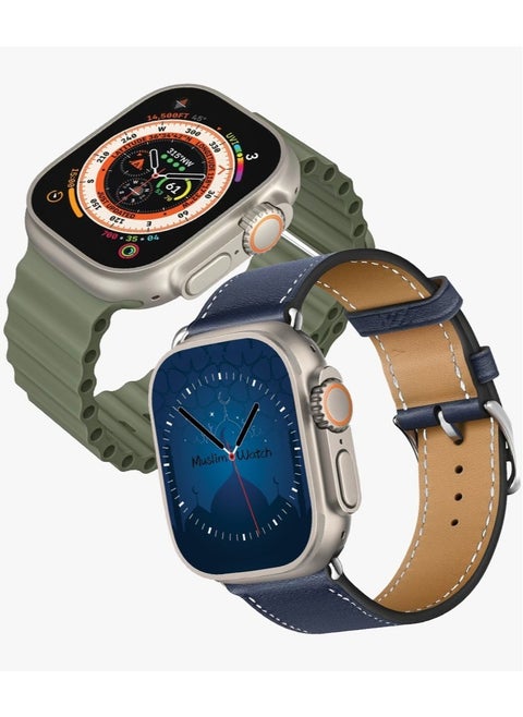 The All-New Ultra Smart Watch Series 8 With A Full Screen Wireless Charging And Supports GPS, Adding Islamic Features And An Additional Bracelet - Green/Blue Color