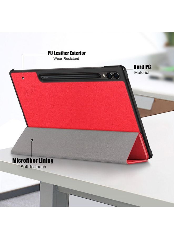 Generic - for Samsung Galaxy Tab S9 Plus SM-X810/X816B/X818U (12.4inch), Multi-View Angles Function PU Leather Smart Cover with Auto Sleep Wake Feature Flip Case (red) - Image 1