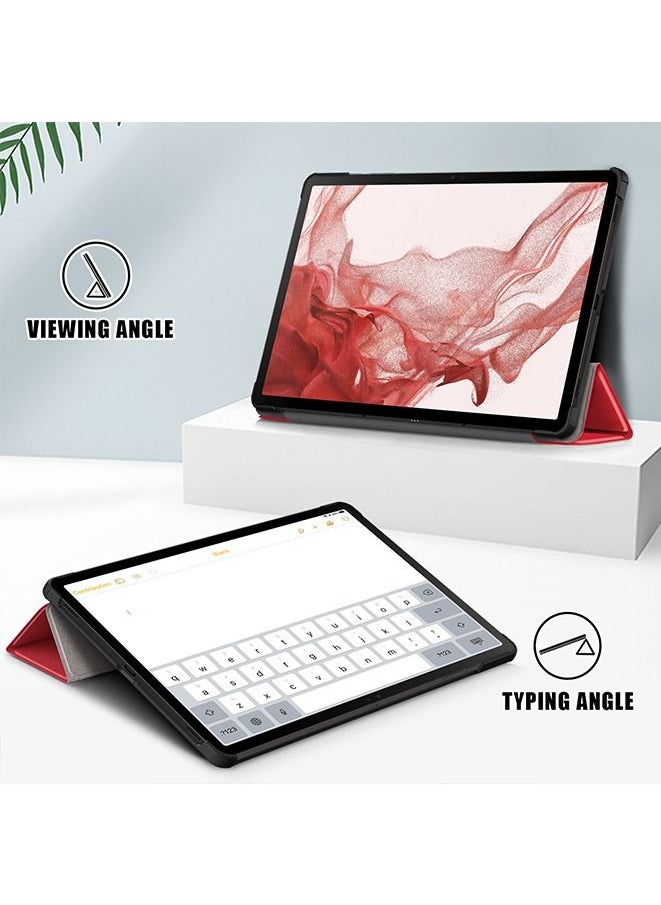 Generic - for Samsung Galaxy Tab S9 Plus SM-X810/X816B/X818U (12.4inch), Multi-View Angles Function PU Leather Smart Cover with Auto Sleep Wake Feature Flip Case (red) - Image 1