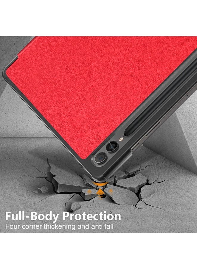 Generic - for Samsung Galaxy Tab S9 Plus SM-X810/X816B/X818U (12.4inch), Multi-View Angles Function PU Leather Smart Cover with Auto Sleep Wake Feature Flip Case (red) - Image 1