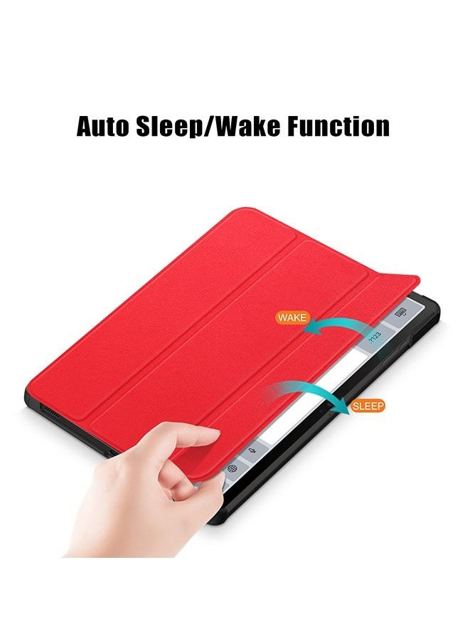 Generic - for Samsung Galaxy Tab S9 Plus SM-X810/X816B/X818U (12.4inch), Multi-View Angles Function PU Leather Smart Cover with Auto Sleep Wake Feature Flip Case (red) - Image 1