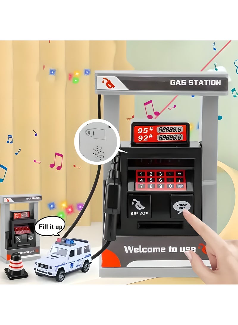 ليكسادا مجموعة لعب محطة وقود تفاعلية للصغار بتفاصيل واقعية ومؤثرات صوتية ممتعة - نموذج لعبة بلاستيكية حمراء للأولاد، هدايا للأطفال من سن 3 سنوات فأكثر (السيارة غير متضمنة) - Image 1