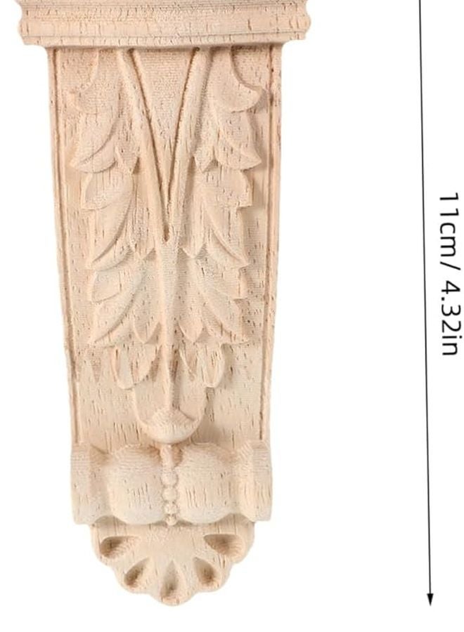 4 قطع من الكوربل الخشبي المنحوت غير المطلي بتصميم عمود روماني عتيق لتزيين أثاث المنزل - Image 3