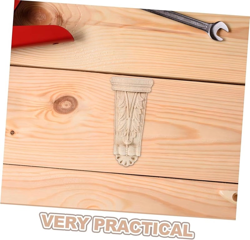 4 قطع من الكوربل الخشبي المنحوت غير المطلي بتصميم عمود روماني عتيق لتزيين أثاث المنزل - Image 4