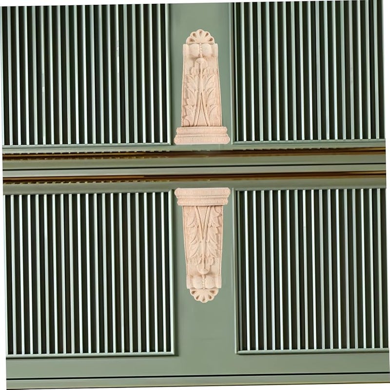 4 قطع من الكوربل الخشبي المنحوت غير المطلي بتصميم عمود روماني عتيق لتزيين أثاث المنزل - Image 5