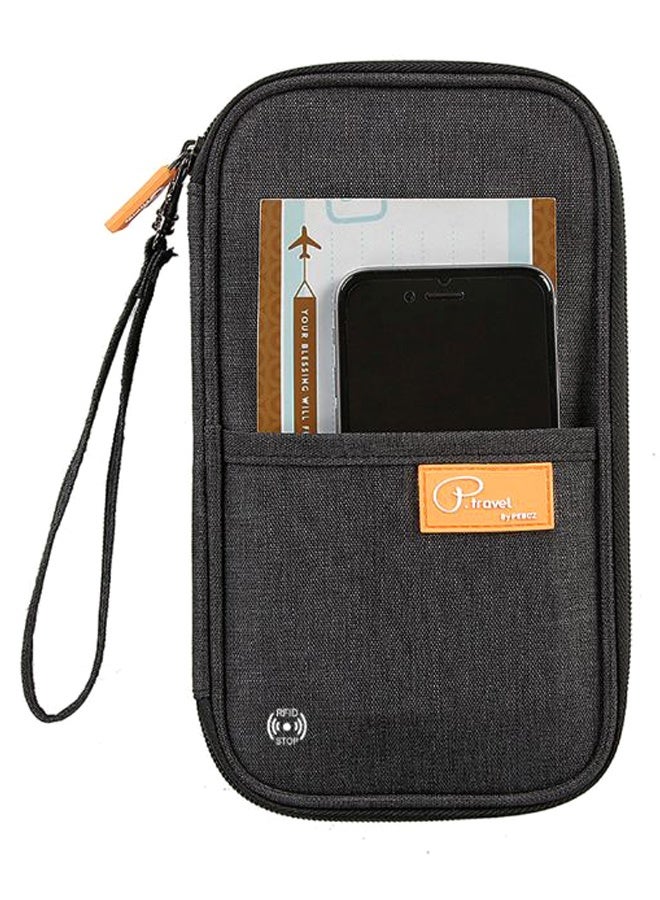 حافظة مستندات سفر متينة باللون الأسود - Image 1