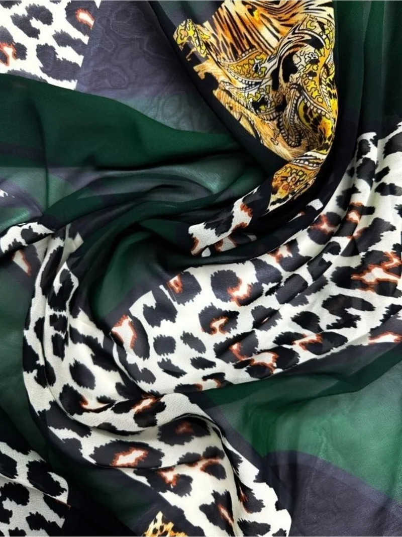 Pistore Emerald Green Leopard Patterned Bandana Scarf New Season Hair Accessory