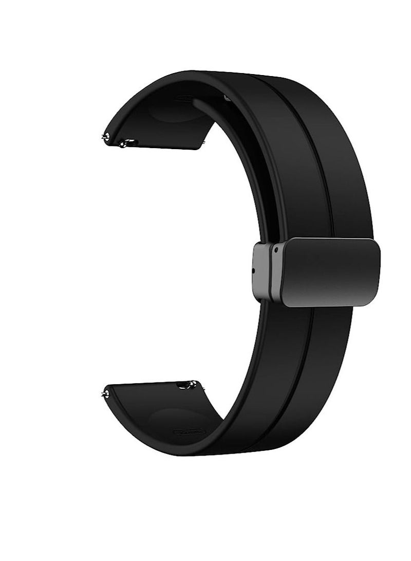 22mm Silicone Strap With Magnetic Folding Buckle For  Samsung Galaxy Watch 3 45mm - Black - Image 1