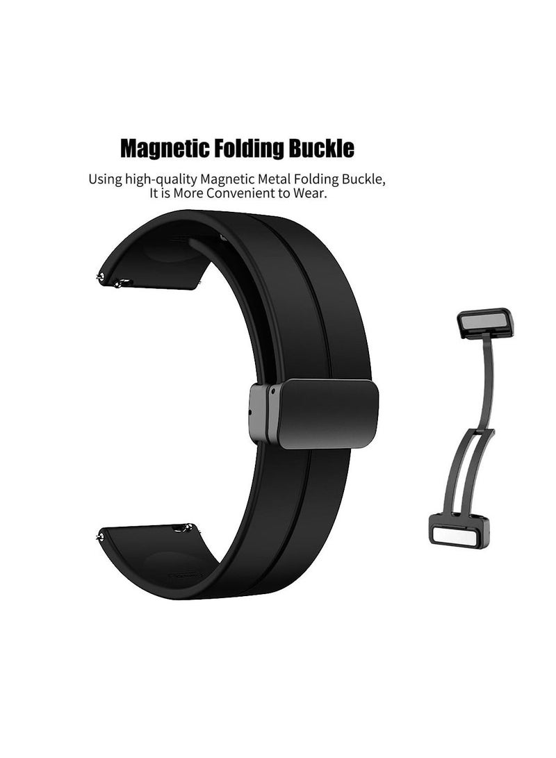 22mm Silicone Strap With Magnetic Folding Buckle For  Samsung Galaxy Watch 3 45mm - Black - Image 2