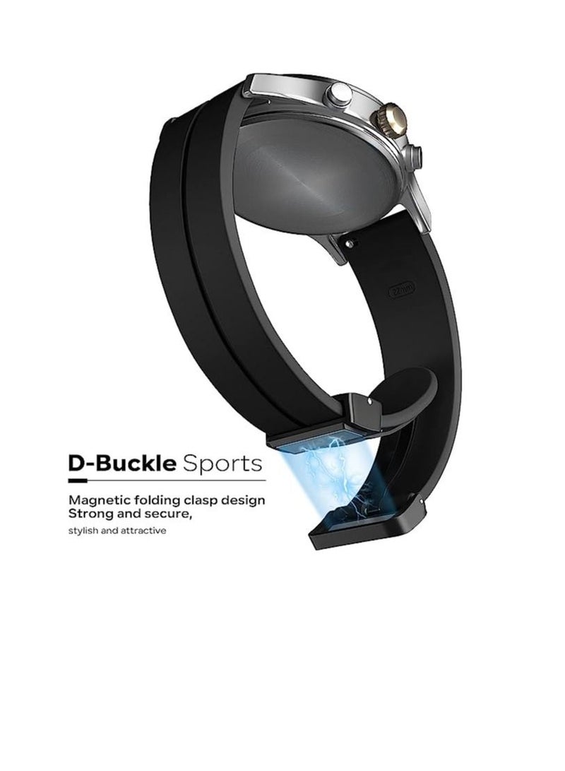 22mm Silicone Strap With Magnetic Folding Buckle For  Samsung Galaxy Watch 3 45mm - Black - Image 3