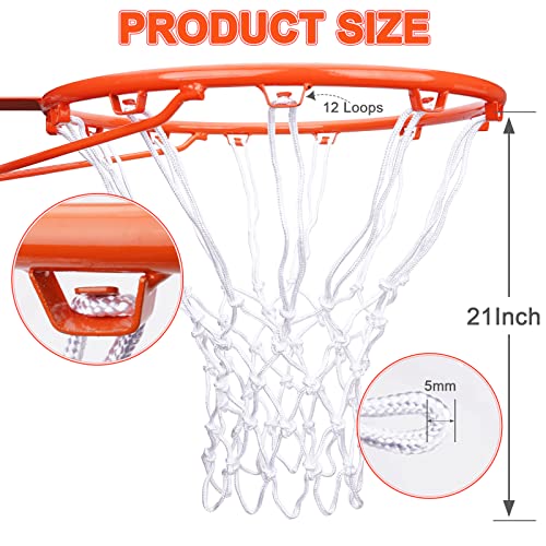 Sieqioor [2 Packs] Sieqioor Professional Basketball Net Replacement Heavy Duty, Durable Basketball Nets in All Weather Anti Whip, Fits Standard Indoor Outdoor Rims 12 Loops (White) with Basketball net Bag - Image 3