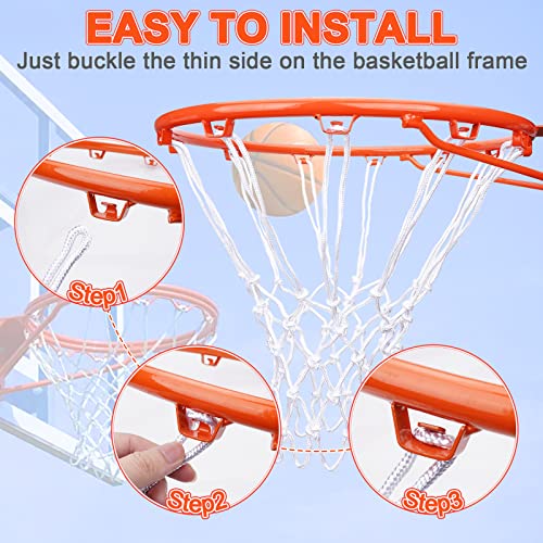 Sieqioor [2 Packs] Sieqioor Professional Basketball Net Replacement Heavy Duty, Durable Basketball Nets in All Weather Anti Whip, Fits Standard Indoor Outdoor Rims 12 Loops (White) with Basketball net Bag - Image 5