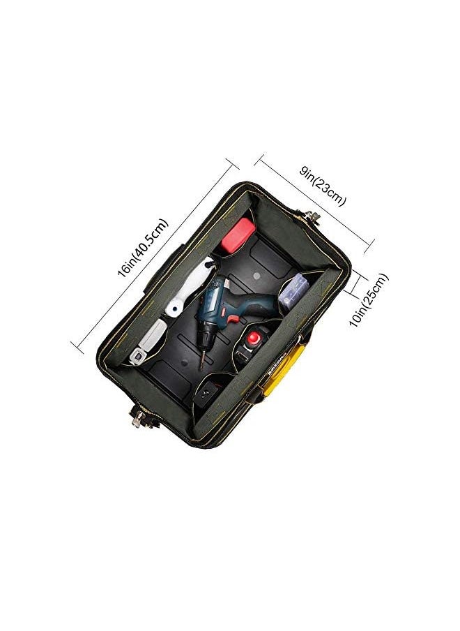 PROMASS - Bag 16inch with PVC Base Tool Storage Bag Multi-Functional Large Capacity Waterproof Tool Tote Bag for Electricians Carpenters - Image 1