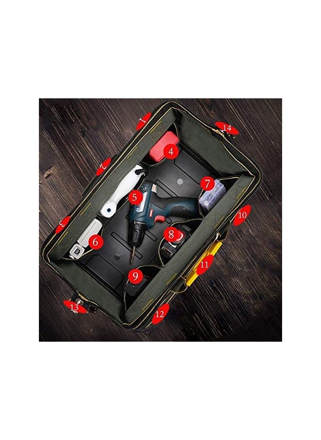 PROMASS - Bag 16inch with PVC Base Tool Storage Bag Multi-Functional Large Capacity Waterproof Tool Tote Bag for Electricians Carpenters - Image 1