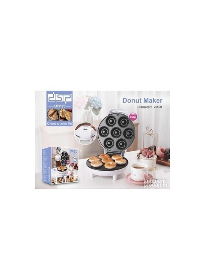 DSB DSP Donut Maker 750W - KC1173 7 Piece Donut Maker - Non-Stick Coating Temperature Control Dual Indicator Lights _ 1 Year Warranty _ White - Image 3