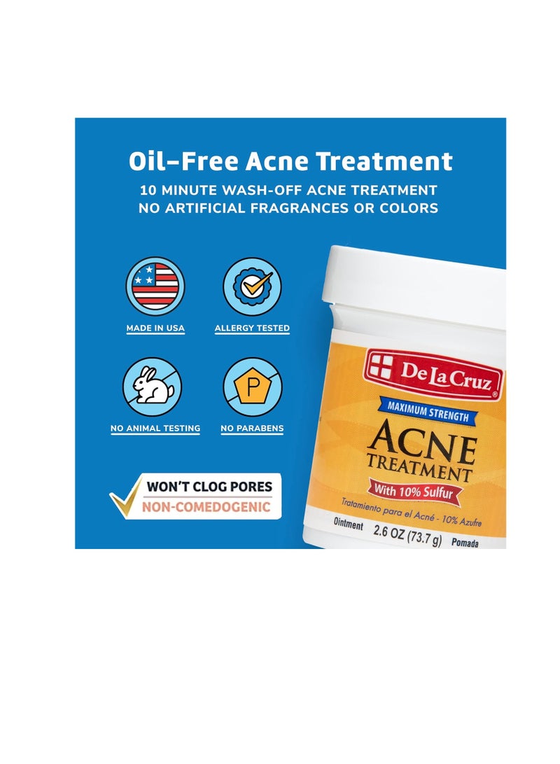 De La Cruz Sulfur Ointment - Cystic Acne Treatment - Cystic Acne Spot Treatment for Face and Body - 2.6 OZ  - Image 2