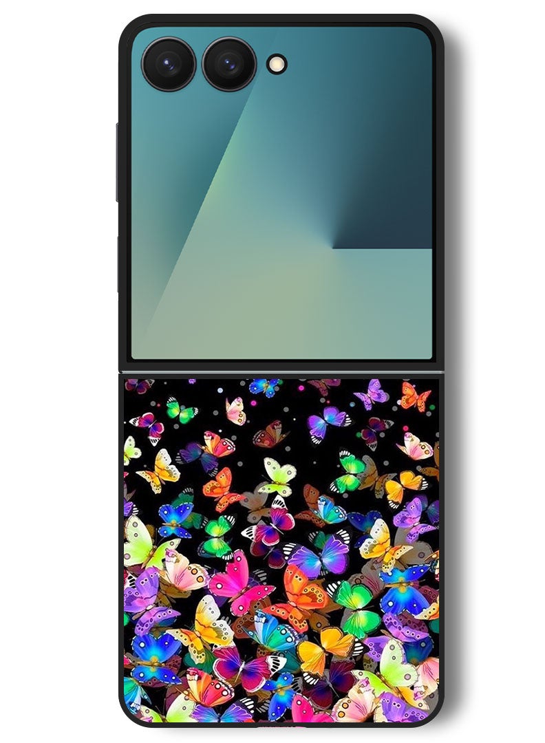 Theodor Case Compatible with Samsung Galaxy Z Flip 7 - 6.9 Inch Protection Shockproof Bumper Cover Small Butterflies - Image 1