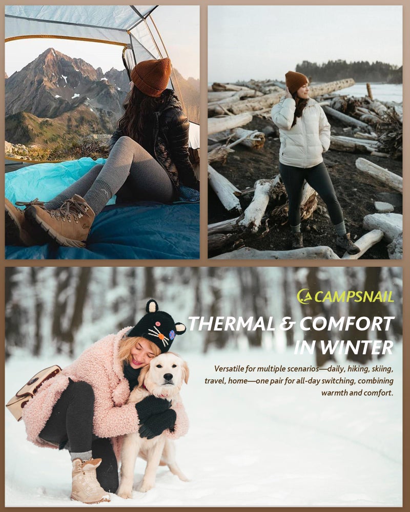 CAMPSNAIL Fleece Lined Leggings Women Water Resistant - Thick Thermal Warm Winter High Waisted Pants with Pockets for Snow - Image 5
