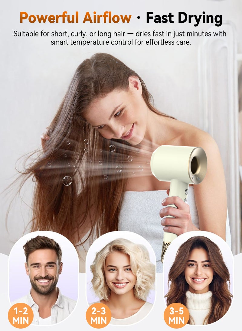 ULHYC 1800W High Speed ​​Negative Ion Hair Dryer - Low Noise, Automatic Temperature Control, Anti-Frizz, Anti-Dust Technology | With Styling Nozzle - Image 2