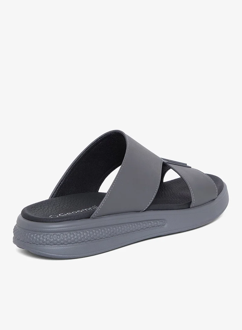 Geoomnii Grey Comfort Arabic Sandals for Men – Classic Slip-On Open Toe Sandals with Cushioned Footbed for Daily Wear for Men | Best Price UAE