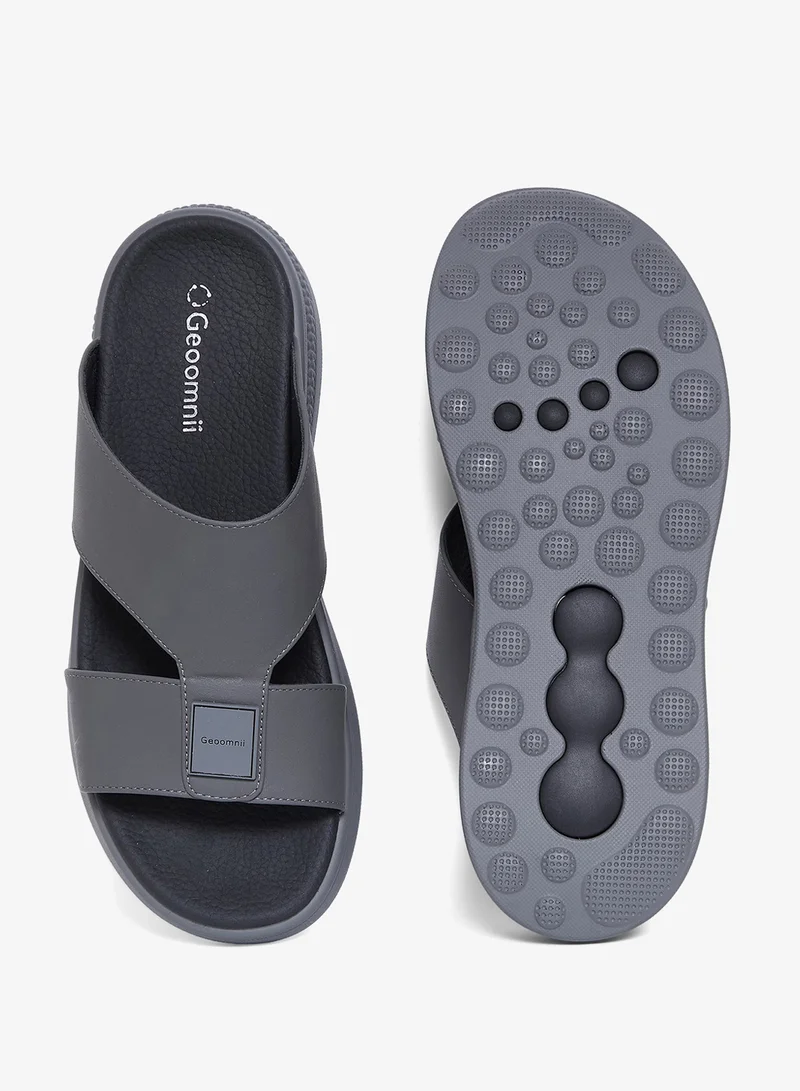 Geoomnii Grey Comfort Arabic Sandals for Men – Classic Slip-On Open Toe Sandals with Cushioned Footbed for Daily Wear for Men | Best Price UAE