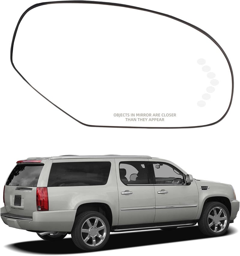 Dasbecan Right Passenger Side Mirror Glass with LED Signal Compatible with GMC Sierra Yukon Chevy Tahoe Suburban Escalade 2007-2014 Exterior Power Heated Side View Mirror 15886196 15886197 Efficiency boosted construction - Image 5