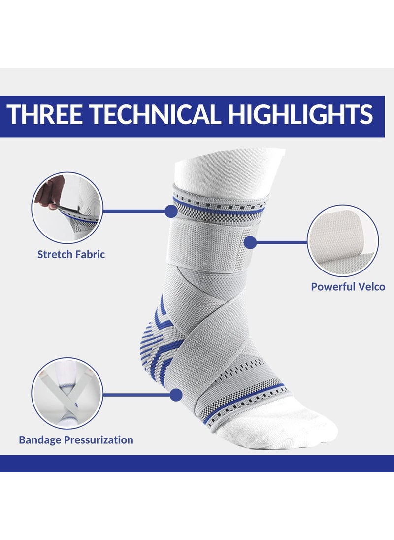 VIO Ankle Foot Support Wrap for Sprained Ankle Weak Ankles Ligament Damage Stabilization Achilles Tendonitis Plantar Fasciitis Heel Pain Relief Adjustable Brace Ankle Compression Sleeve With Strap for Women Men Assorted Grey  - Image 5