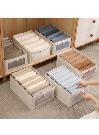 4 Pcs Linen Storage Bins : Closet Organizers and Storage with Clear Window Foldable Large Storage Closet Baskets for Organizing Clothing Toys Books Shelves - view 5