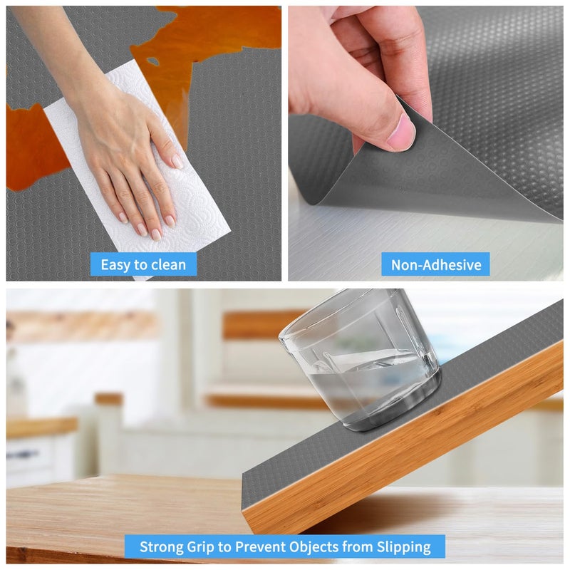 Bloss Plastic Shelf and Drawer Liner, Non Adhesive Shelf Liner for Cabinets, Storage, Kitchen, Desks, Decor Cupboard Liner, Refrigerator Shelf Liners(Grey, 17.7"Ã—59") - Image 4