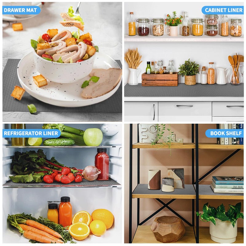 Bloss Plastic Shelf and Drawer Liner, Non Adhesive Shelf Liner for Cabinets, Storage, Kitchen, Desks, Decor Cupboard Liner, Refrigerator Shelf Liners(Grey, 17.7"Ã—59") - Image 3